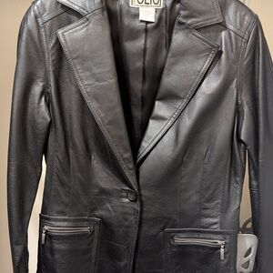 Black Leather Blazer Jacket